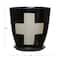 Hello Honey® 6" Black Stoneware Planter with Saucer & Wax Relief White Swiss Cross Set